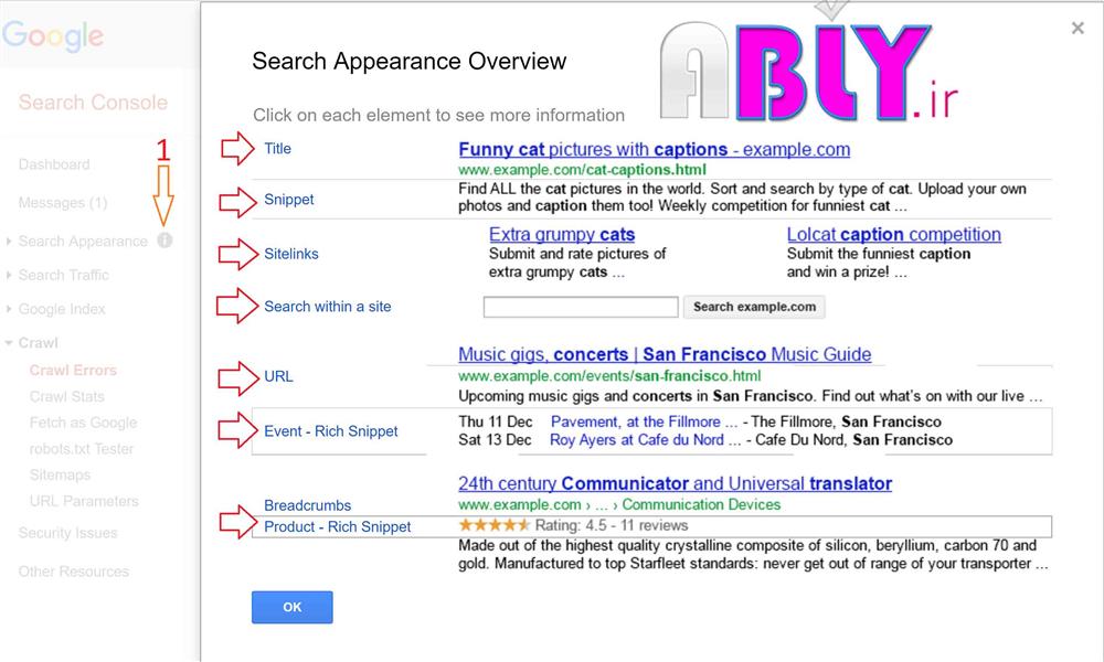 searche appearance in search console